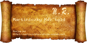 Martiniczky Rátold névjegykártya